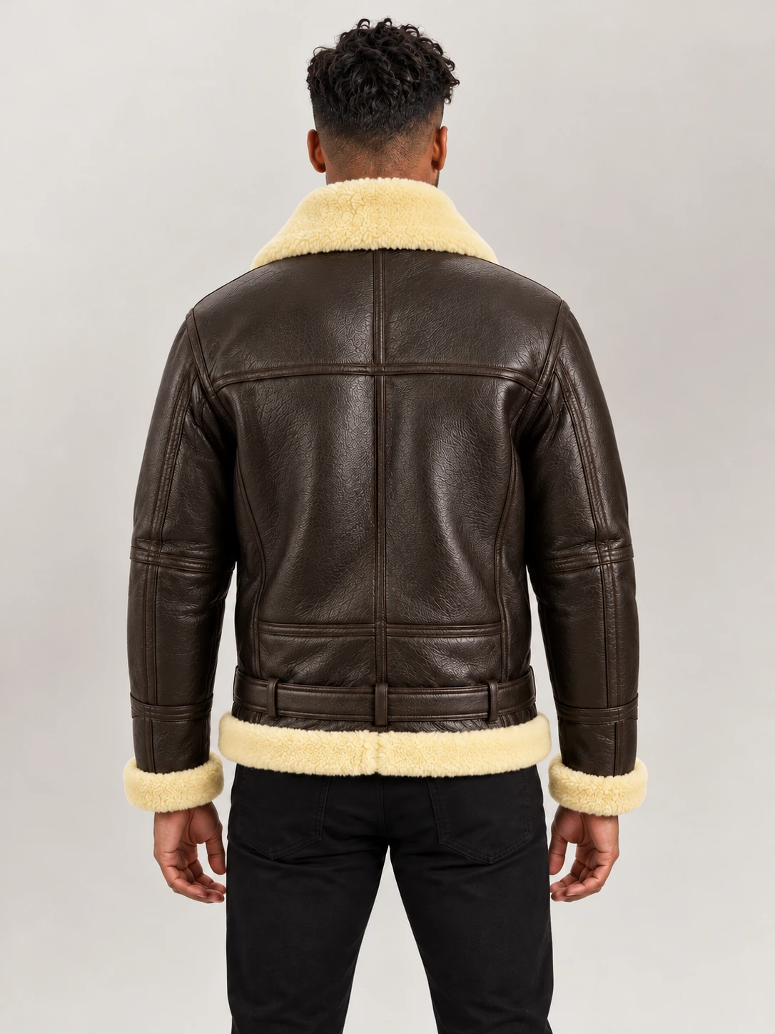 Men's Dolomiti RAF Brown Real Shearling Bomber Jacket