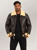 Men's Dolomiti RAF Brown Real Shearling Bomber Jacket