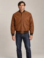 Men's Saddle Leather Letter Jacket