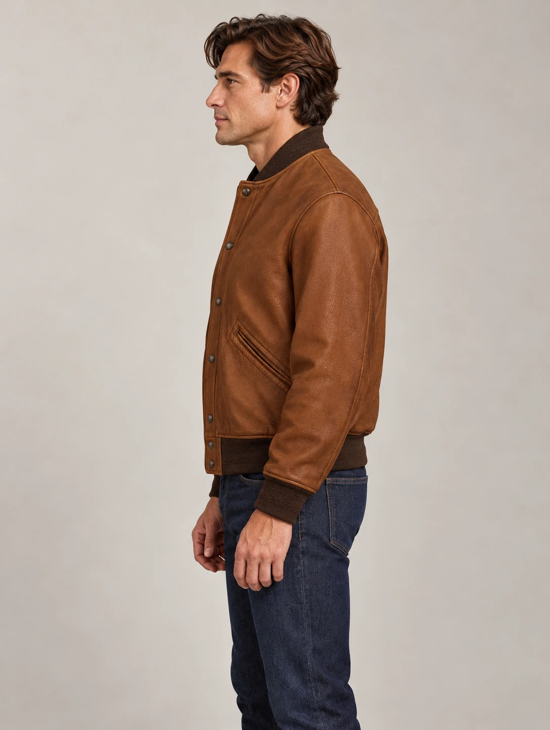 Men's Saddle Leather Letter Jacket