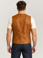 Men's Classic Western Lapel Cowhide Leather Vest