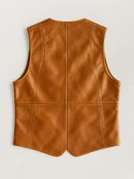 Men's Classic Western Lapel Cowhide Leather Vest