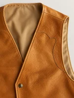 Men's Classic Western Lapel Cowhide Leather Vest