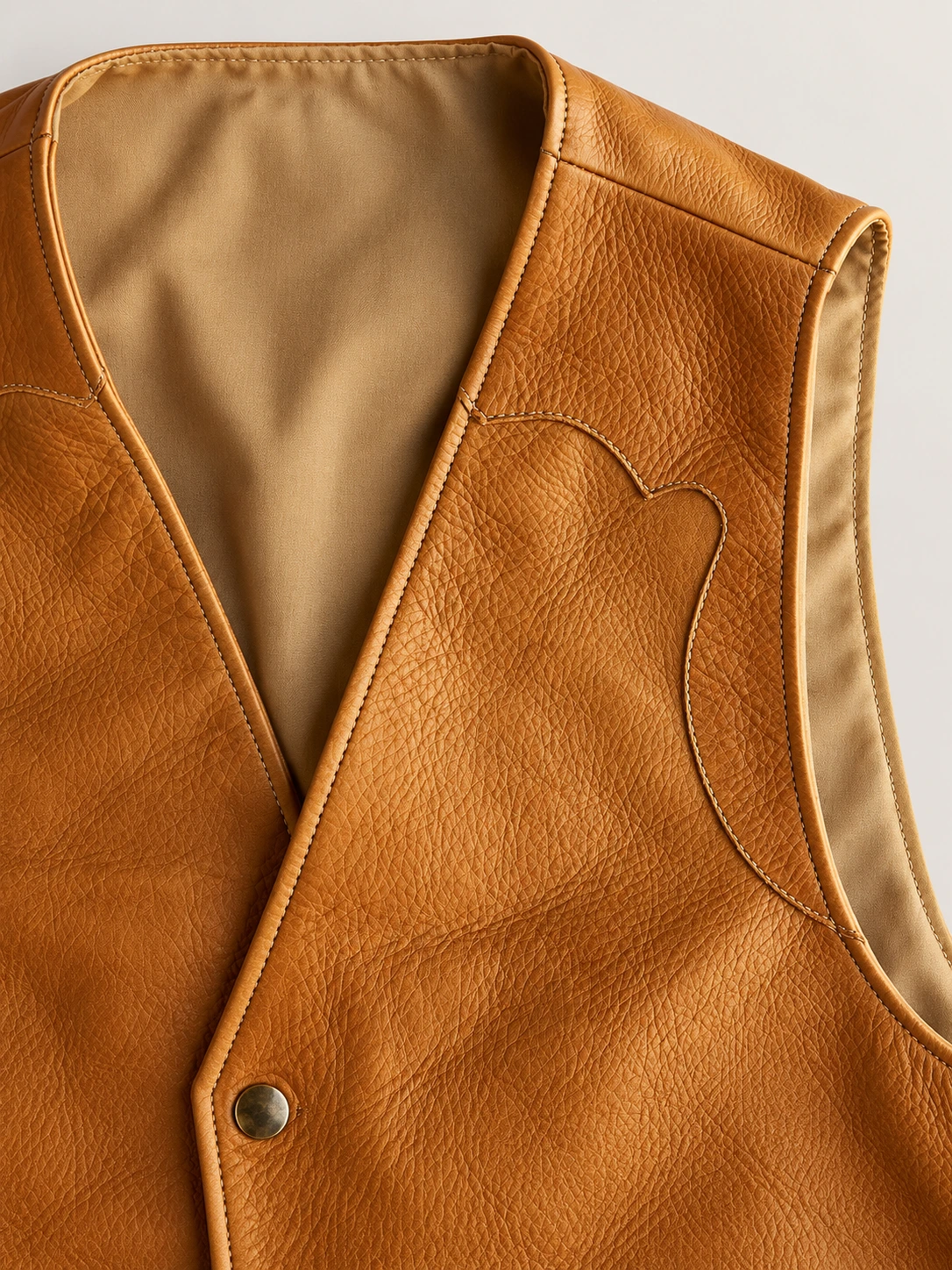 Men's Classic Western Lapel Cowhide Leather Vest