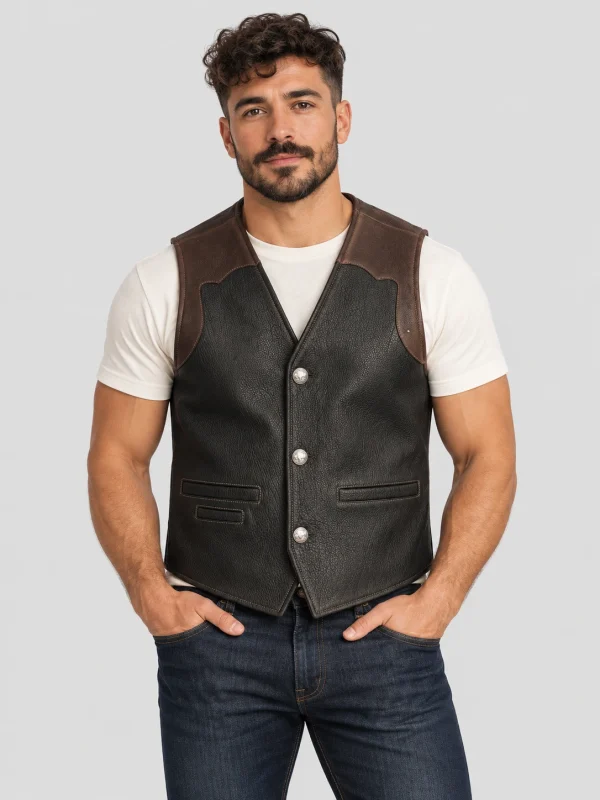 Men's Western Cowhide Leather Vest