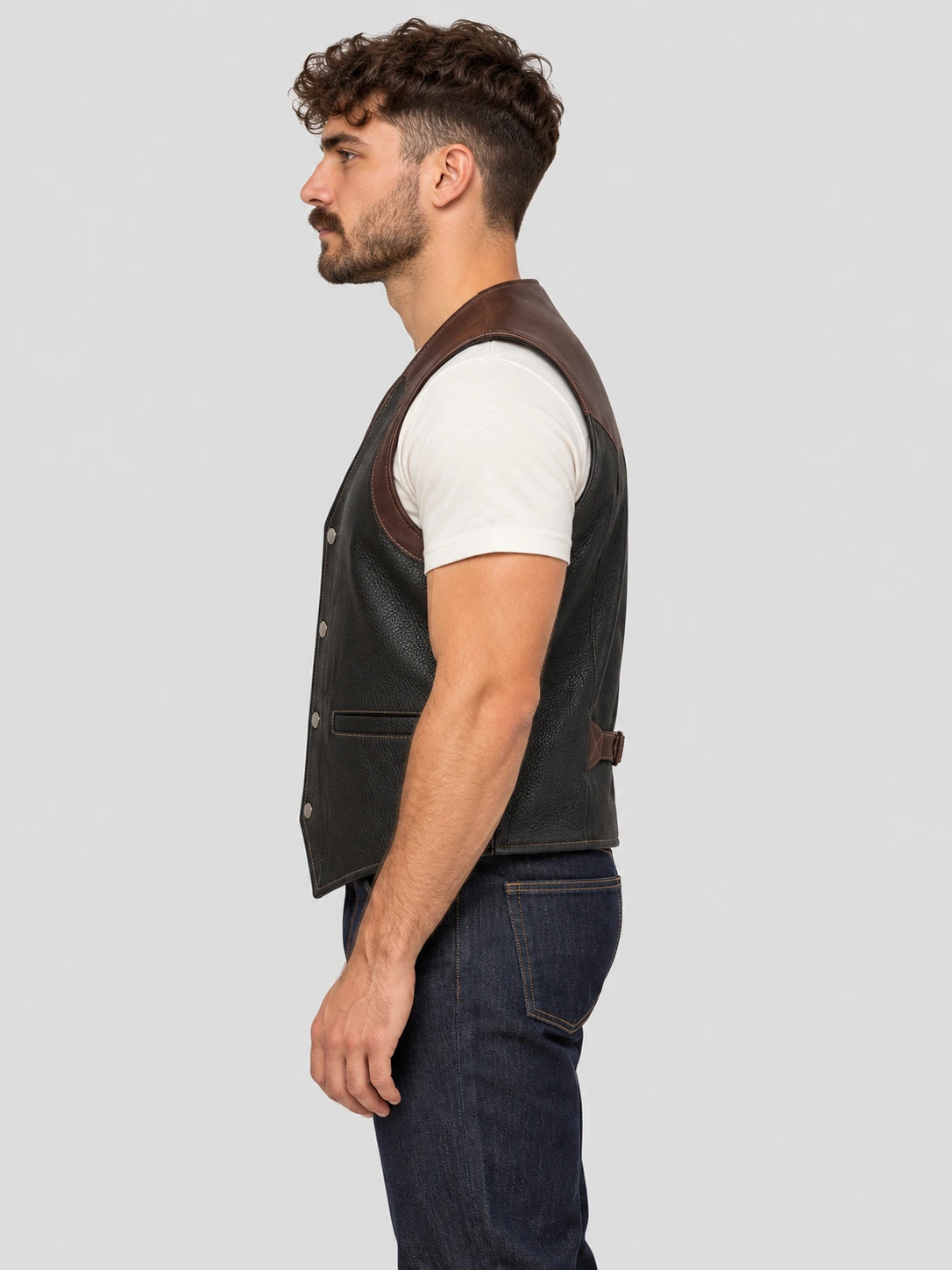 Men's Western Cowhide Leather Vest