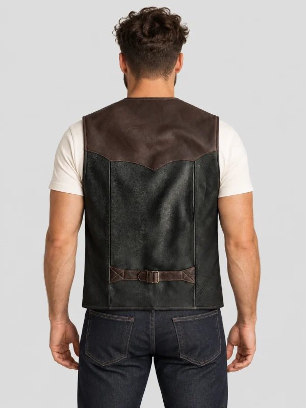 Cowhide leather vest Black and Brown (6)