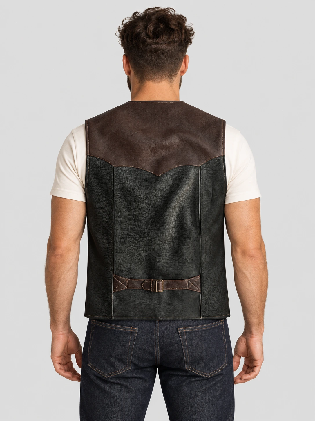 Men's Western Cowhide Leather Vest