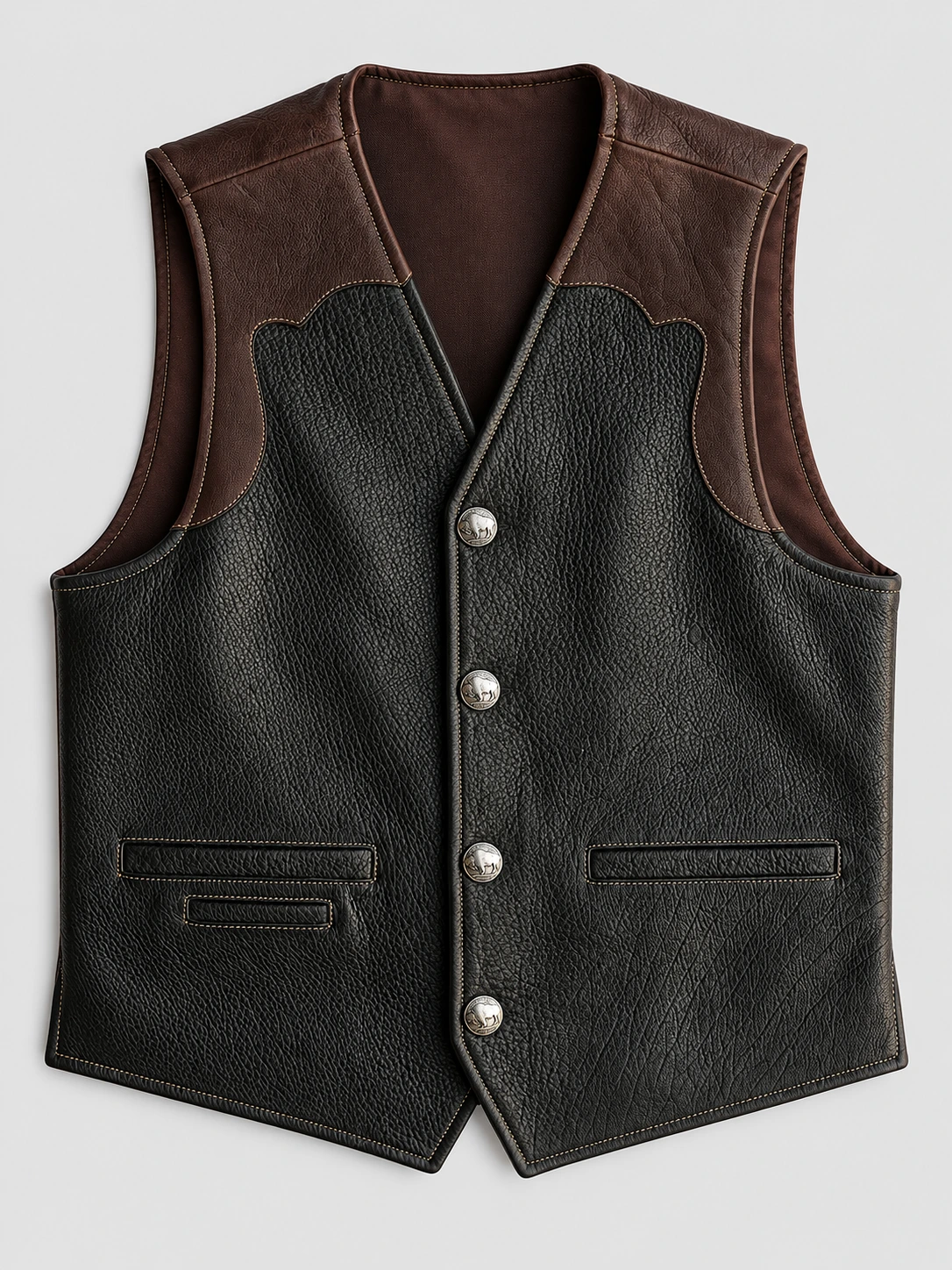 Men's Western Cowhide Leather Vest