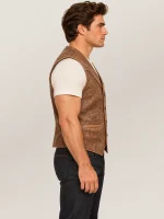 Men's Western Distressed Cowhide Leather Vest
