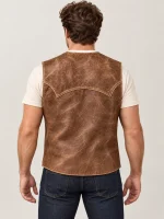 Men's Western Distressed Cowhide Leather Vest