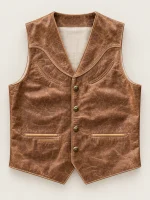 Men's Western Distressed Cowhide Leather Vest