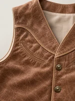 Men's Western Distressed Cowhide Leather Vest