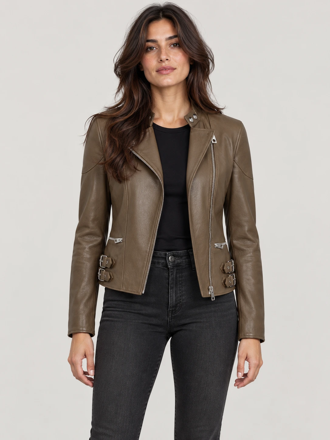 Women's Dusty Taupe Russo Leather Jacket