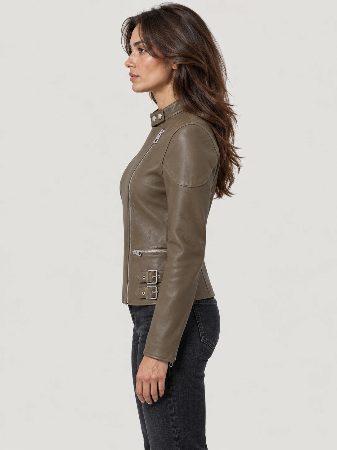 Women's Dusty Taupe Russo Leather Jacket