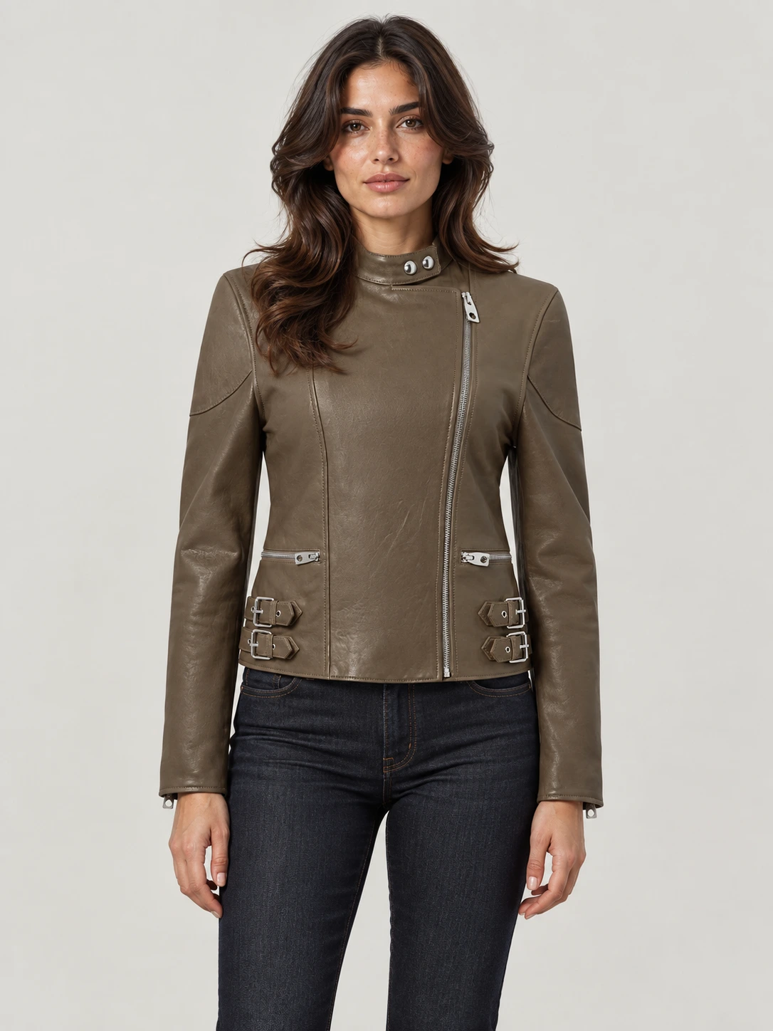 Women's Dusty Taupe Russo Leather Jacket