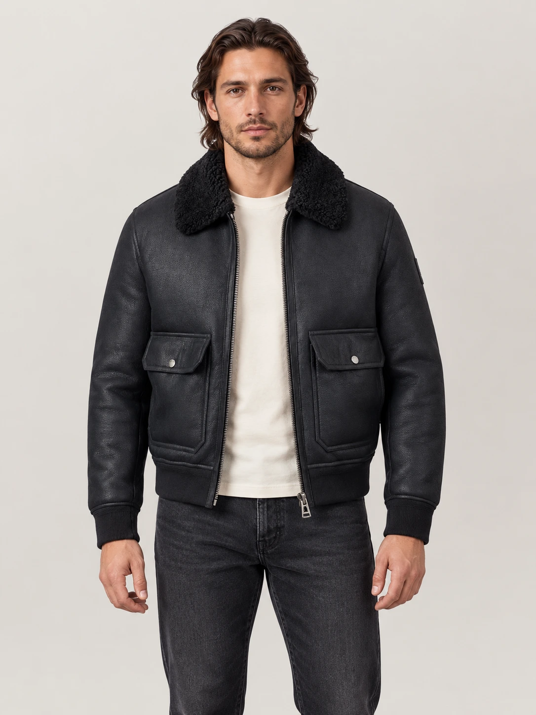 Men's Northwind Fur Collar Leather Jacket