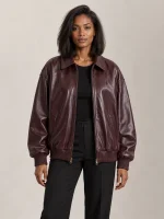 Women's Leather Bubble Zip Jacket