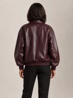 Women's Leather Bubble Zip Jacket