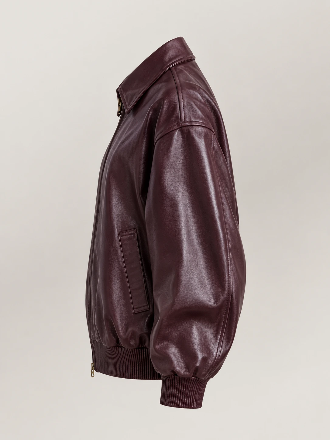 Women's Leather Bubble Zip Jacket