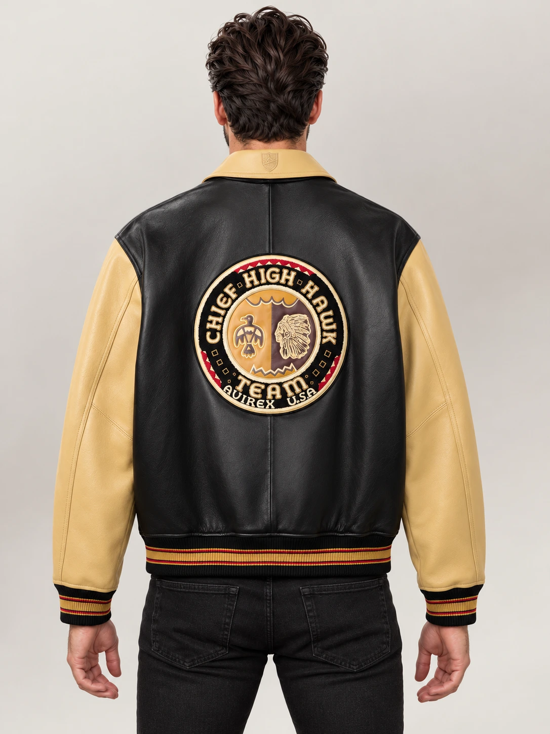 Men's Avirex Chief High Hawk Varsity leather Jacket