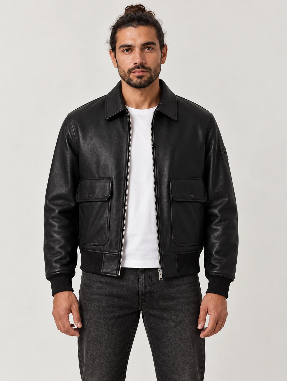 Men's Black Pilot Leather Jacket