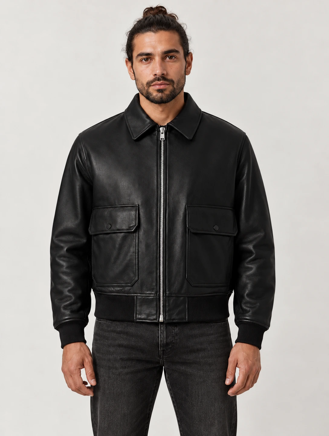 Men's Black Pilot Leather Jacket