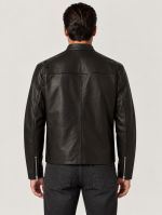 Men's Black Track Racer Leather Jacket