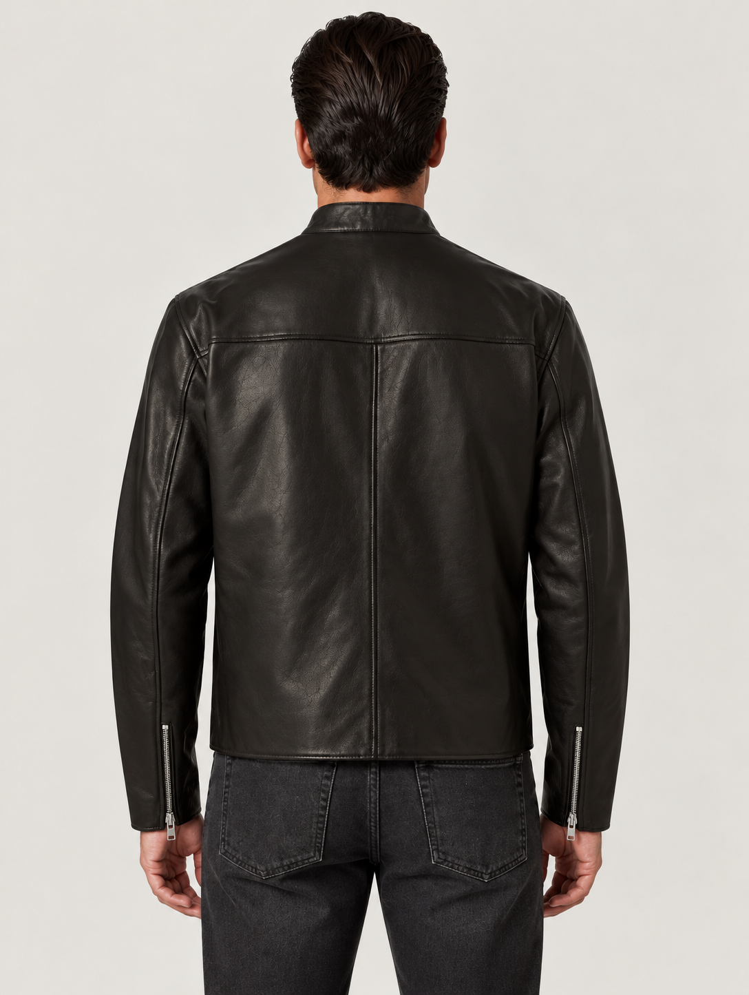 Men's Black Track Racer Leather Jacket