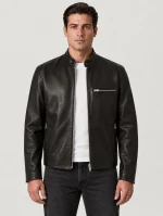 Men's Black Track Racer Leather Jacket
