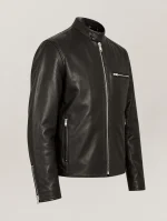 Men's Black Track Racer Leather Jacket