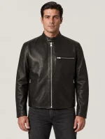 Men's Black Track Racer Leather Jacket