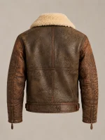 Men's Leather-Trim Shearling Bomber Jacket