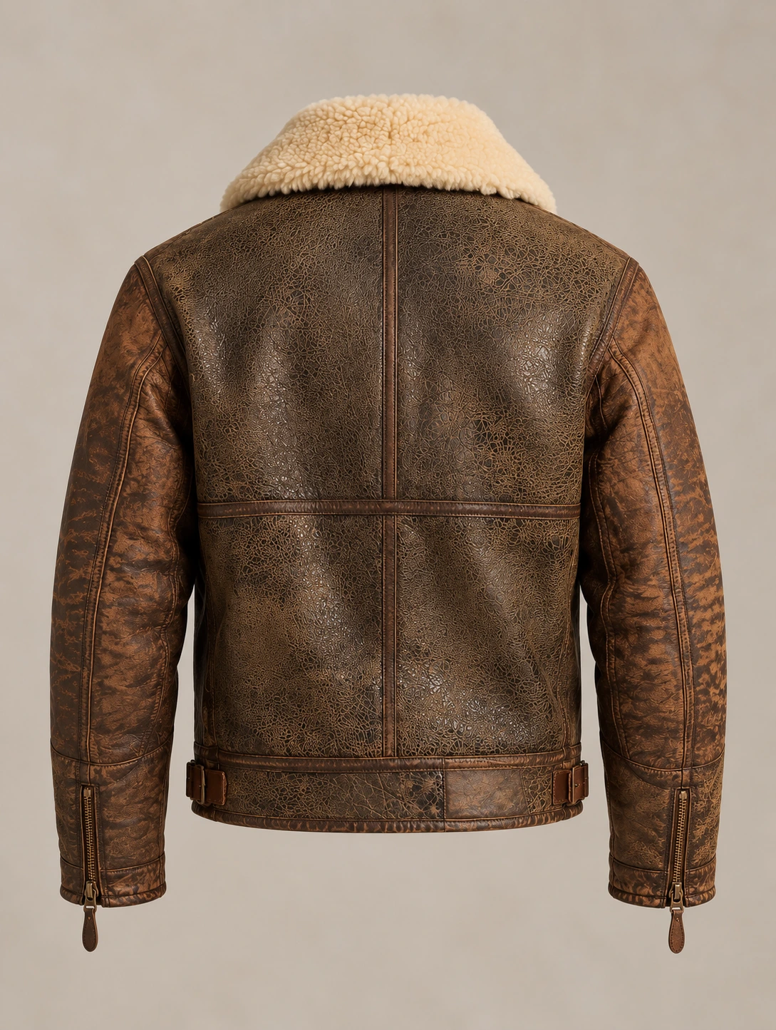 Men's Leather-Trim Shearling Bomber Jacket