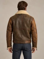 Men's Leather-Trim Shearling Bomber Jacket