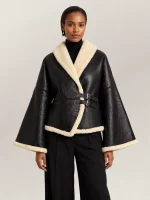 Women's Shearling Wrap Leather Jacket
