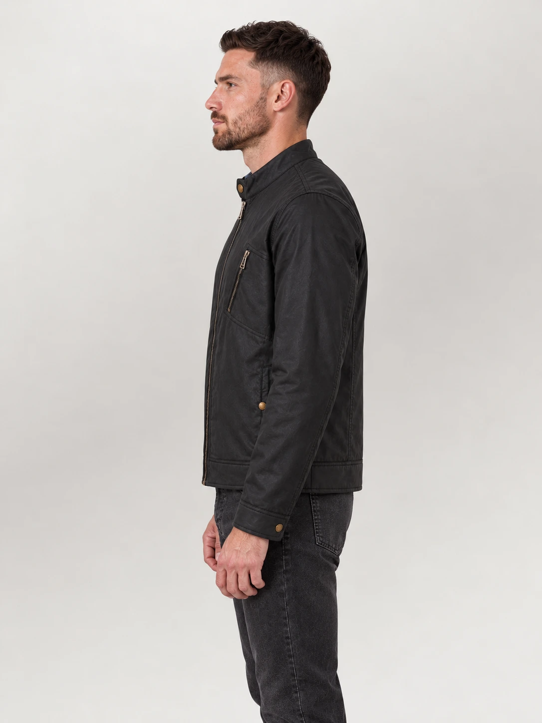 Men's Black Waxed Cotton Sideline Jacket