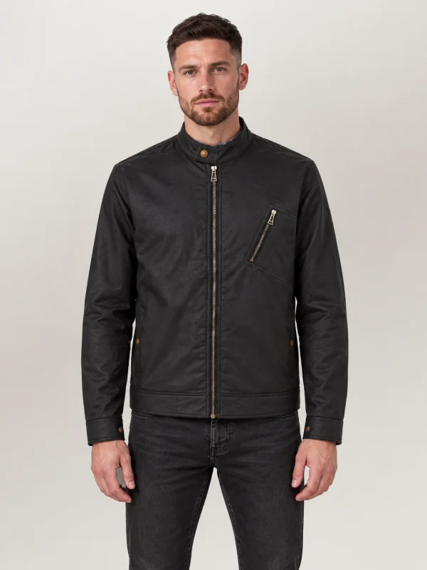 Men's Black Waxed Cotton Sideline Jacket