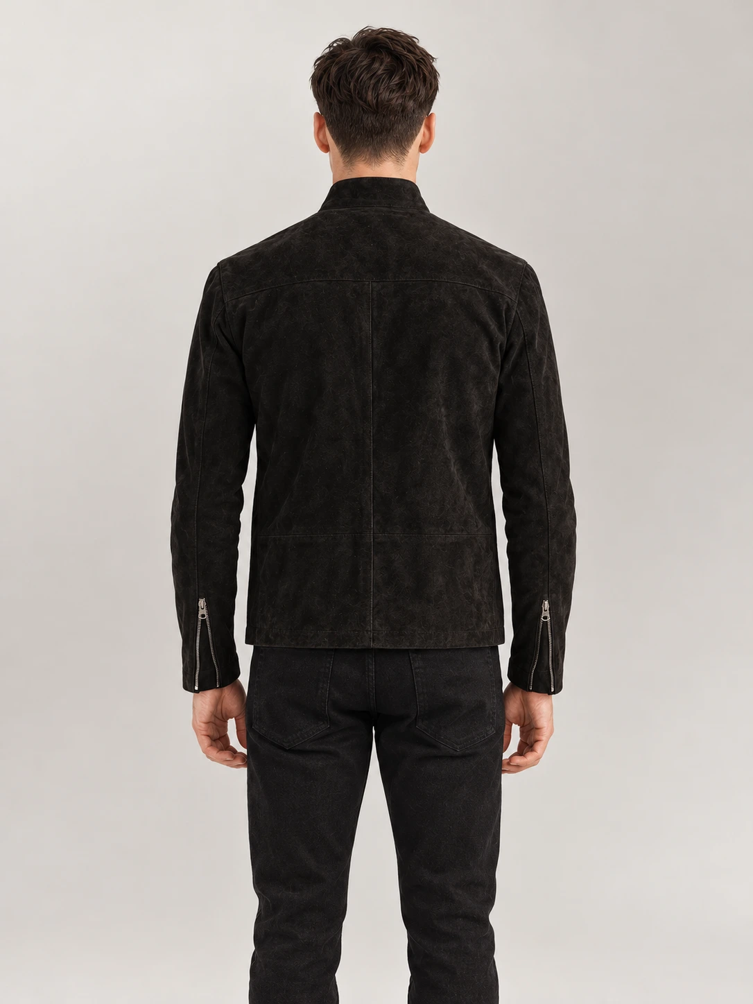 Men's Cervino Black Suede Biker Jacket
