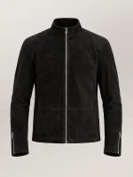 Men's Cervino Black Suede Biker Jacket