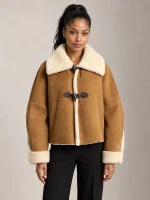 Women's Shearling Toggle Swing Leather Jacket