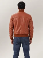 Men's Amalfi tan Leather Bomber Jacket
