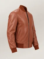 Men's Amalfi tan Leather Bomber Jacket