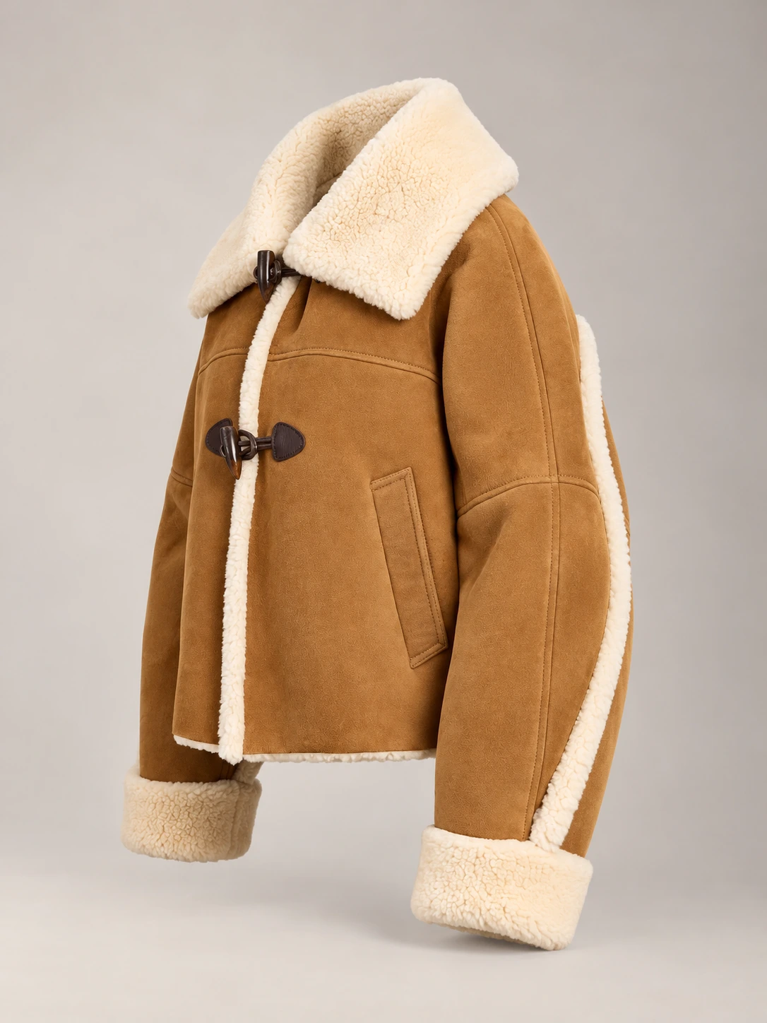 Women's Shearling Toggle Swing Leather Jacket