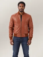 Men's Amalfi tan Leather Bomber Jacket