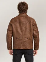 Men's Vintage Tan Leather Car Coat