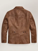 Men's Vintage Tan Leather Car Coat