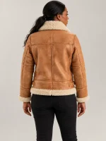 Women's Freda B3 Tan Real Shearling Bomber Jacket