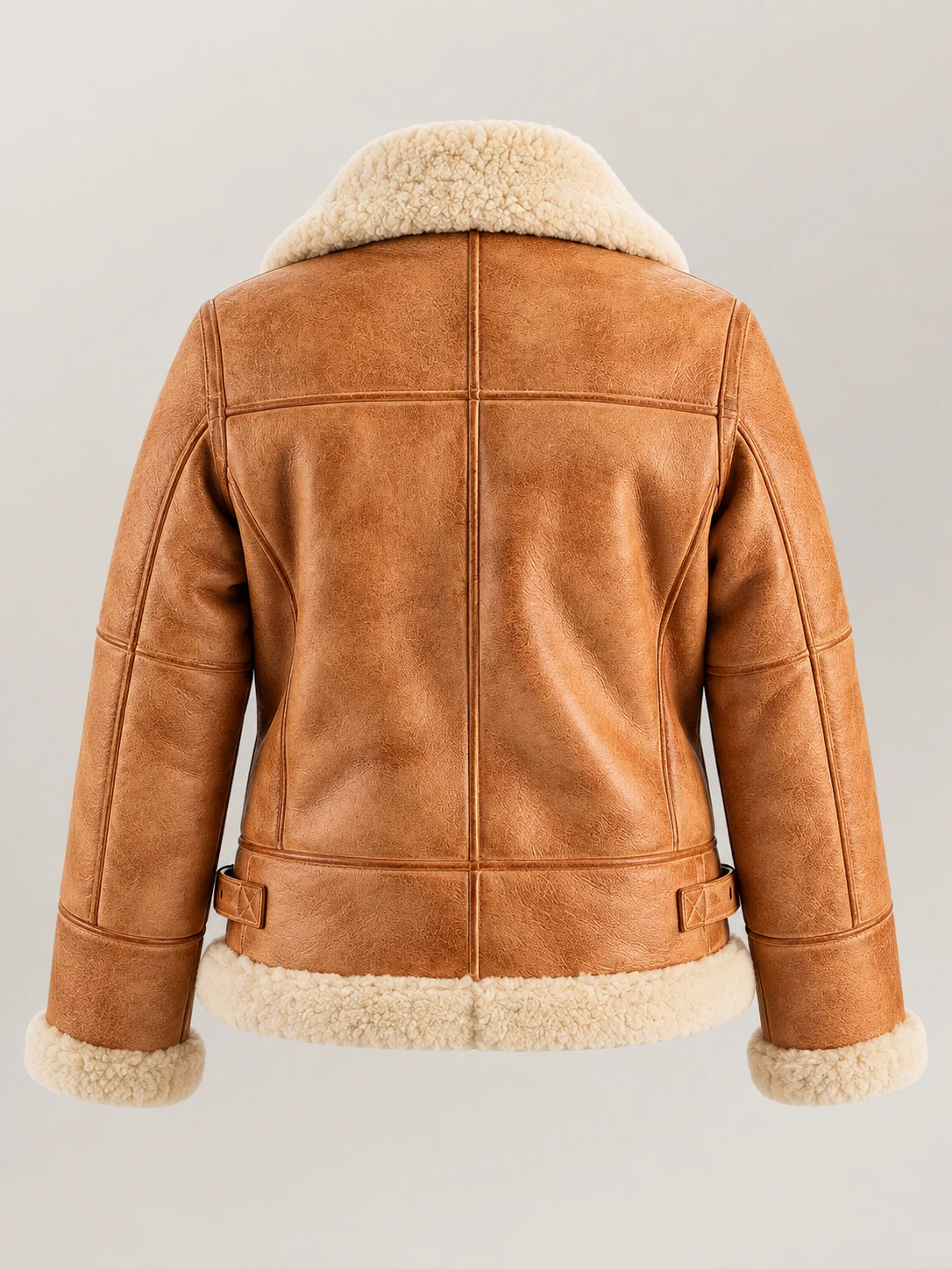 Women's Freda B3 Tan Real Shearling Bomber Jacket