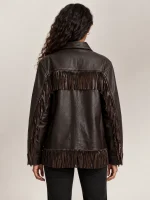 Women's Fringe-Trim Leather Jacket